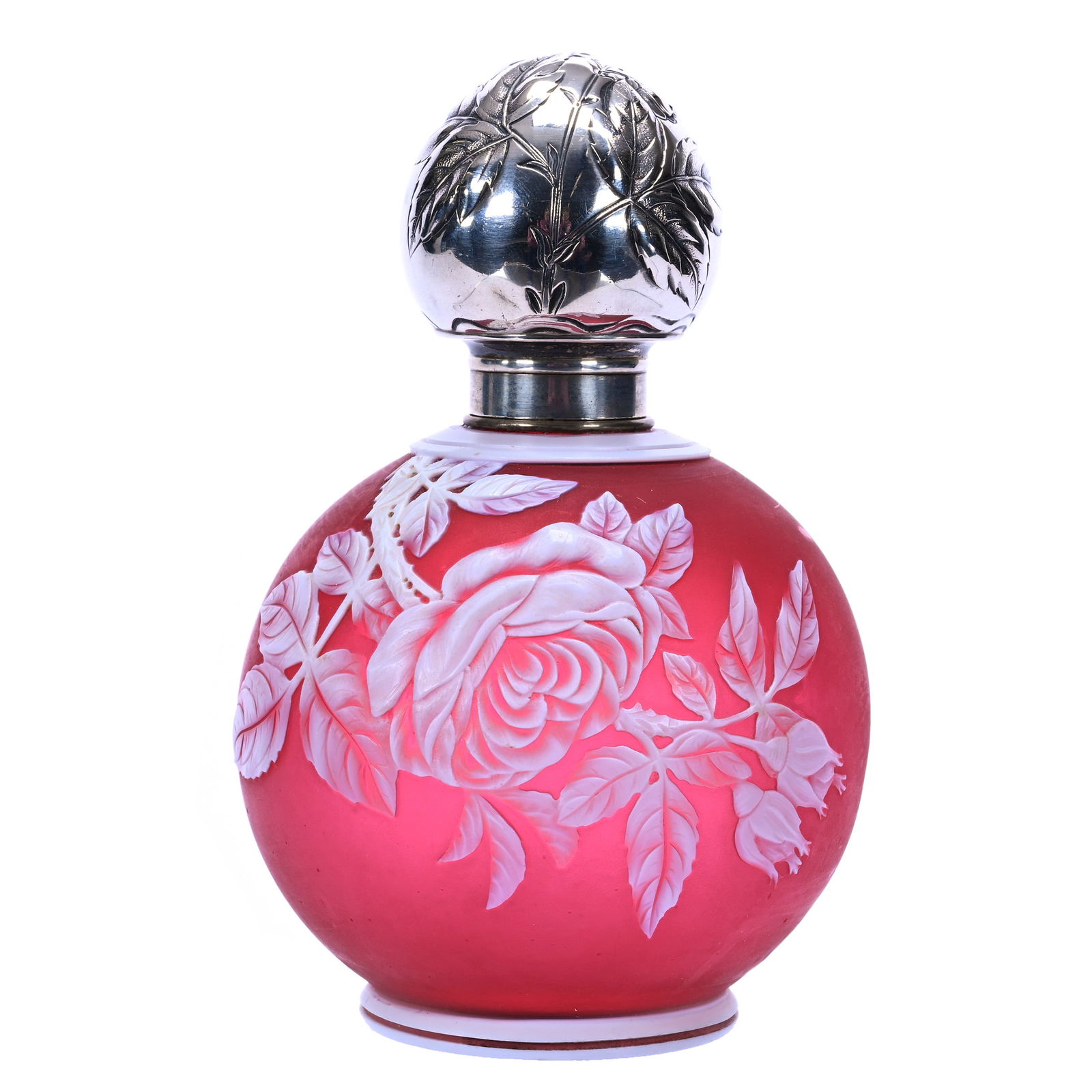 Cologne Bottle, English Cameo Art Glass (1 of 4)