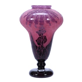 Pedestal Vase, Signed Le Verre Francaise French Cameo Art Glass