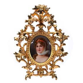 Oval Porcelain Plaque, Unmarked German, Portrait Of Queen Louisa