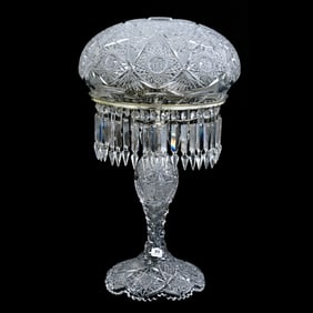 Table Lamp, American Brilliant Cut Glass, El Tova Pattern By Clark