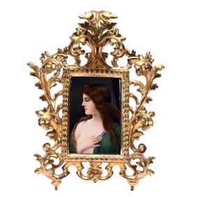 Porcelain Plaque, German, Hand Painted, Artist Signed Wagner