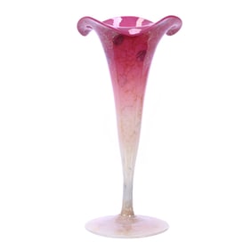 Trumpet Vase, Pink Agata Art Glass By New England Glass