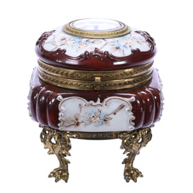 Jewel Box, Wave Crest Banner Mark With Waterbury Clock Inset In Lid