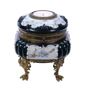 Jewel Box, Wave Crest Banner Mark With Waterbury Clock Inset In Lid