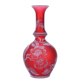 Vase, English Cameo Art Glass Signed Stevens & Williams