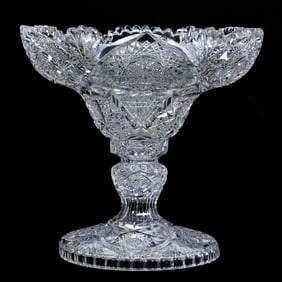 Ambrosia Bowl, Two Part, American Brilliant Cut Glass, Signed Libbey