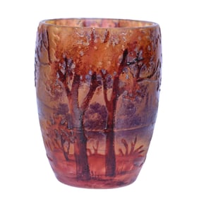 Toothpick Holder Signed Daum Nancy French Cameo And Enamel Art Glass