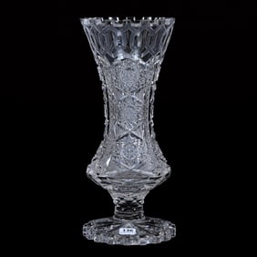 Pedestal Vase, American Brilliant Cut Glass, Alhambra Pattern By Meriden