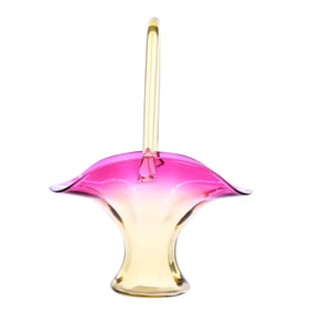 Basket Signed "Libbey Amberina" Art Glass