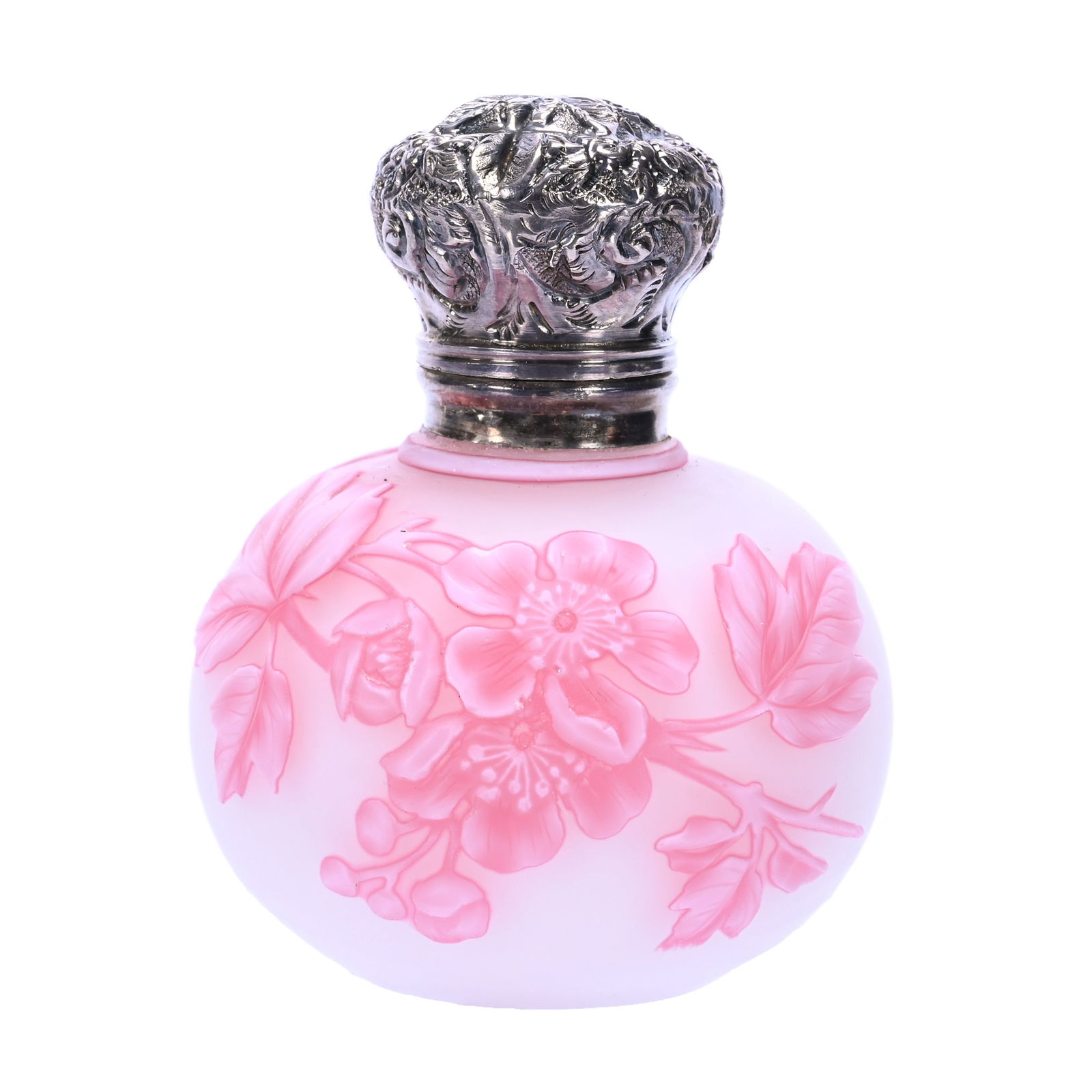 Miniature Perfume Bottle, English Cameo Art Glass Attributed To Webb (1 of 3)