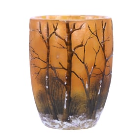 Toothpick Holder Signed Daum Nancy French Cameo And Enamel Art Glass