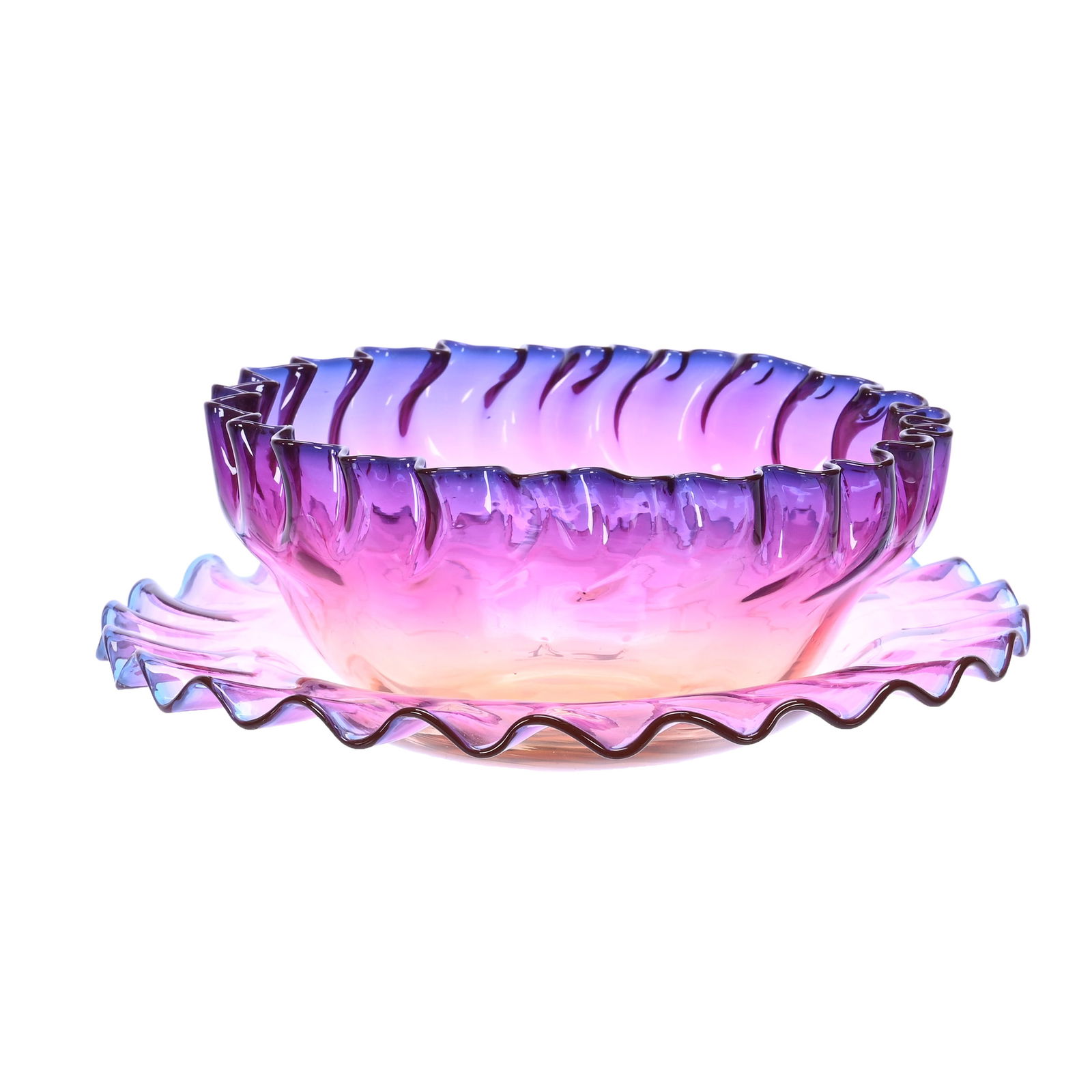 Finger Bowl And Underplate, Alexandrite Art Glass By Webb (1 of 3)