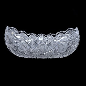 Banana Bowl, American Brilliant Cut Glass, Pattern #67 By Elmira, Nice Quality