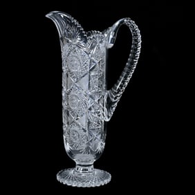 Pedestal Tankard, American Brilliant Cut Glass, Monarch Pattern By J. Hoare