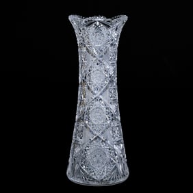 Vase, American Brilliant Cut Glass, Monarch Pattern By J. Hoare
