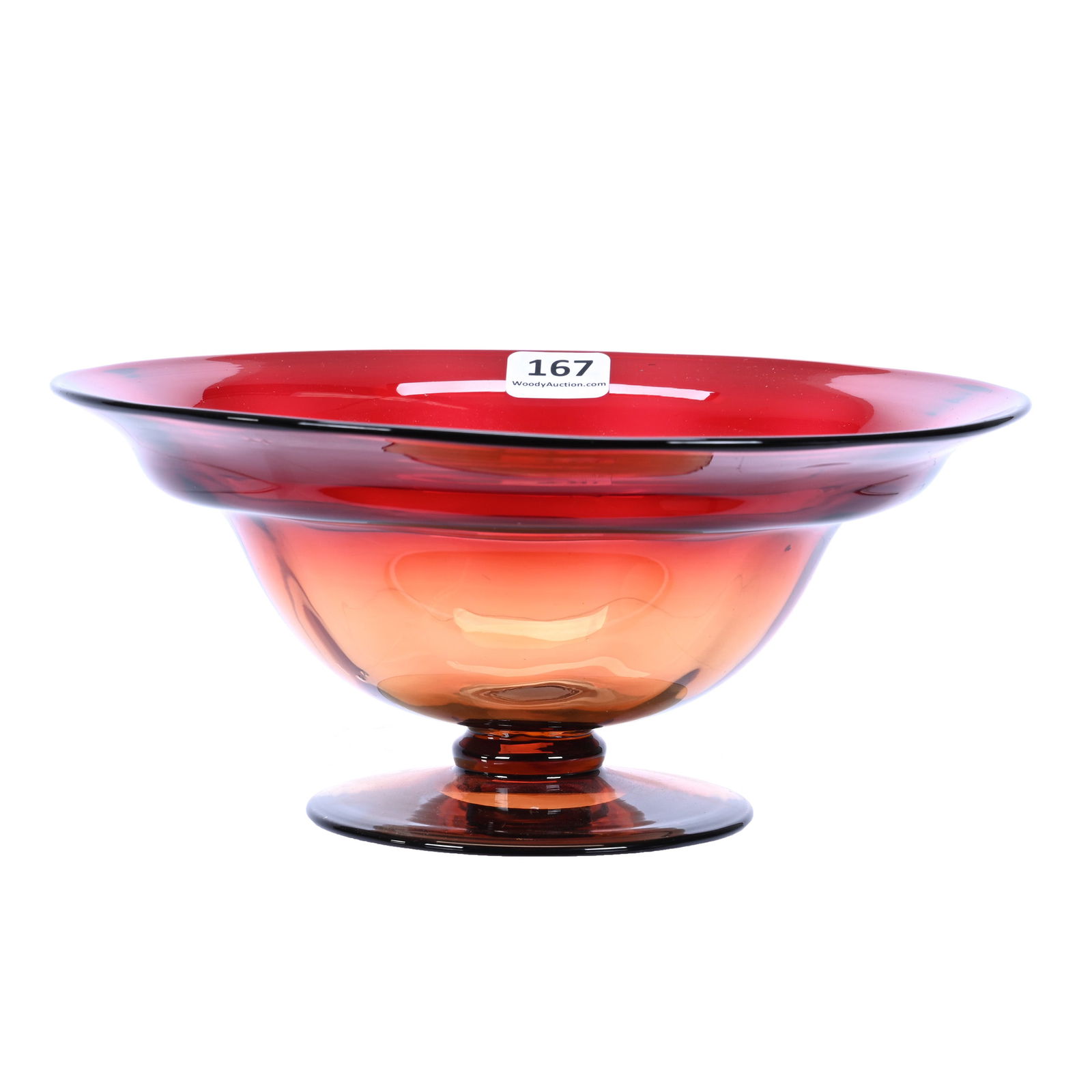 Pedestal Bowl Signed "Libbey Amberina" Art Glass (1 of 4)