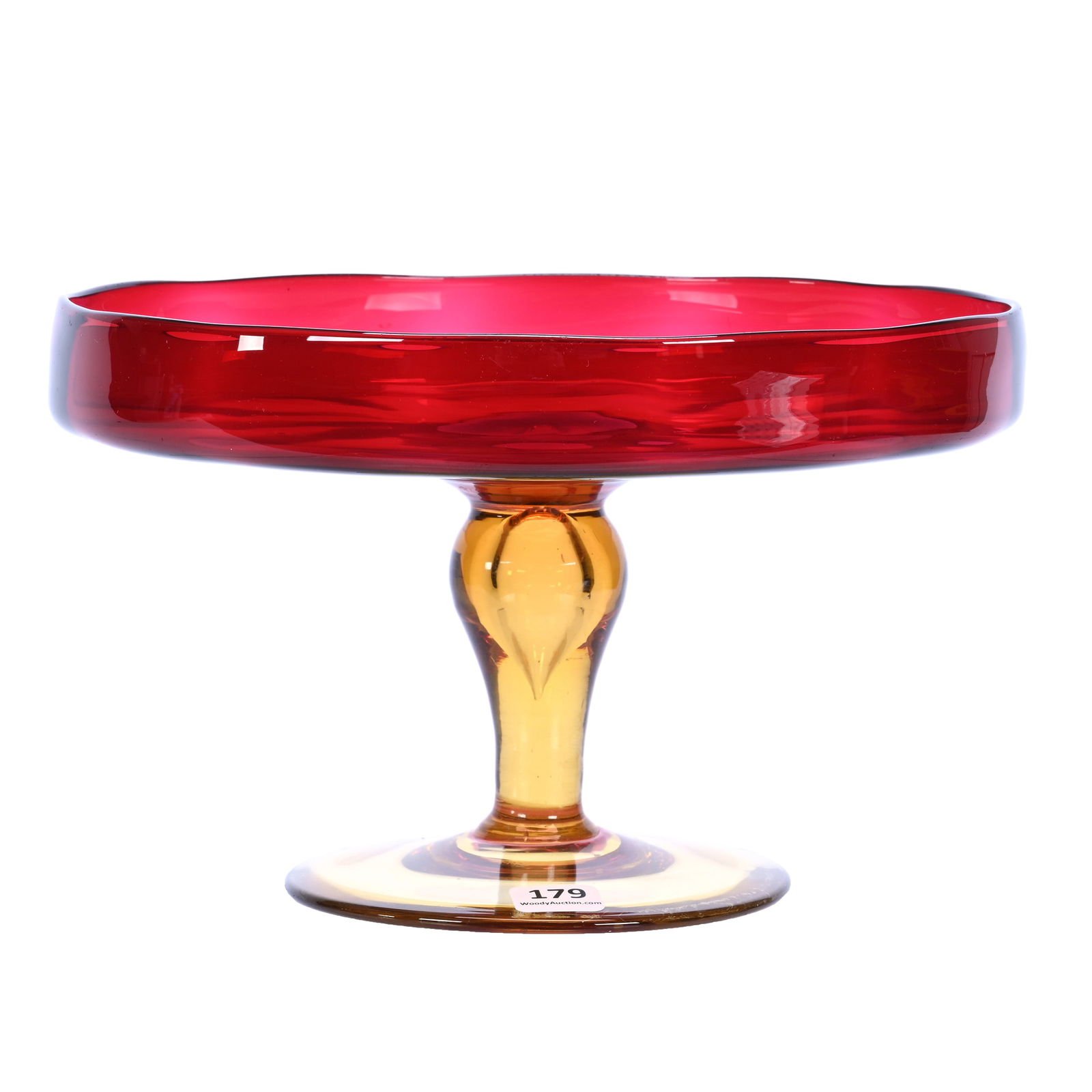 Pedestal Cake Stand Marked "Libbey Amberina" Art Glass (1 of 4)