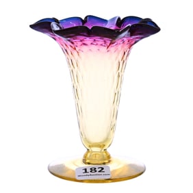 Vase, Alexandrite Art Glass By Webb, Honeycomb Design