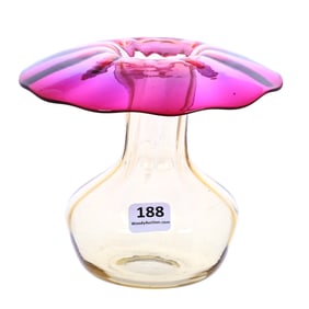Mushroom Shape Vase Signed "Libbey Amberina" Art Glass