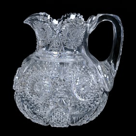 Water Pitcher, ABCG, Well Cut Hobstar, Vesica, Cane, Nailhead Diamond And Fan Motif