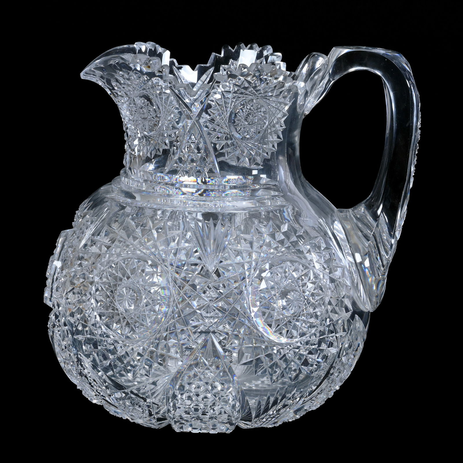 Water Pitcher, ABCG, Well Cut Hobstar, Vesica, Cane, Nailhead Diamond And Fan Motif (1 of 3)