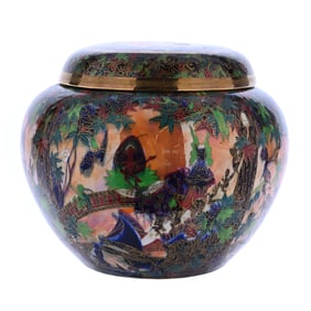 Malfrey Pot Marked Wedgwood Fairyland Lustre, Sycamore Tree, Fairy Slide, Feng Hwang And Bridge