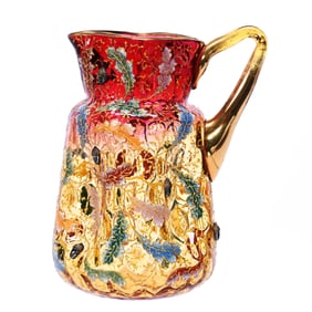 Pitcher Signed Moser #478 Amberina Art Glass