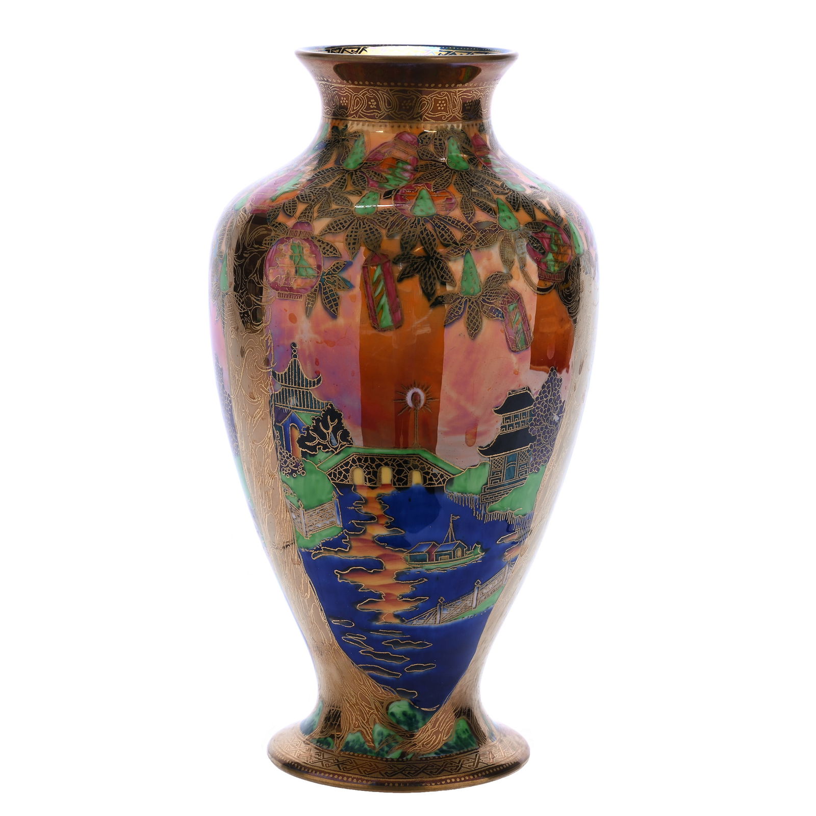 Vase Marked Wedgwood Fairyland Lustre #Z5360 On Vase #2034, Willow Pattern (1 of 4)