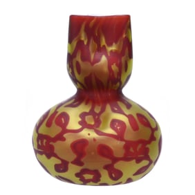 Vase, Cased Satin Random Pattern Mother Of Pearl Art Glass