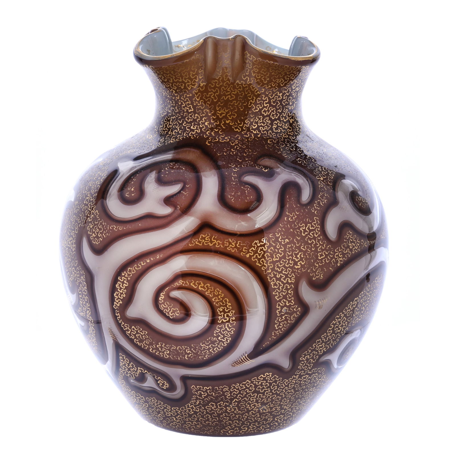 Vase, Octopus Pattern Art Glass By Loetz: Vase, Octopus Pattern Art Glass By Loetz, 8" x 6.5", Circa 1887, Maurine and The Late Al Edmond Collection, IA.