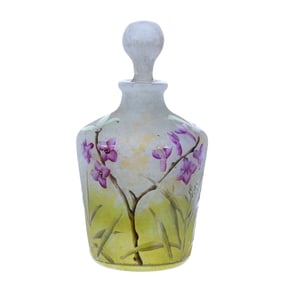 Perfume Bottle Signed Daum Nancy French Cameo And Enamel Art Glass