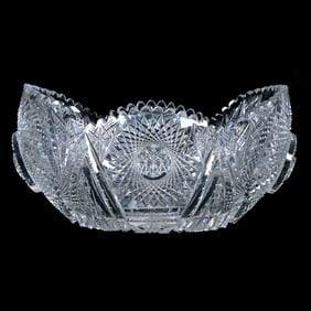 Banana Bowl, Blown Mold, American Brilliant Cut Glass
