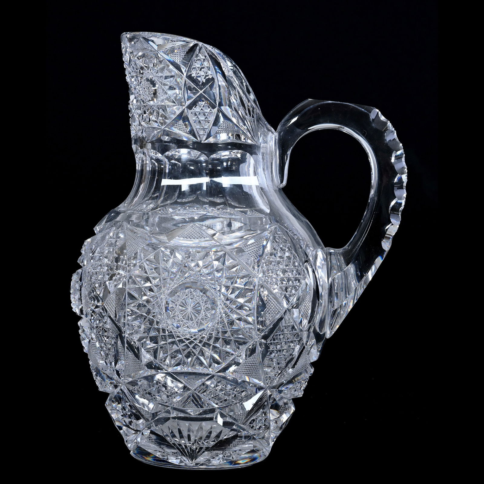 Water Jug, Notched Straight Lipped, American Brilliant Cut Glass, Libbey Shape #268 (1 of 3)