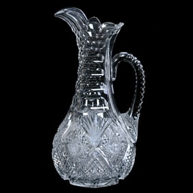 Handled Jug, American Brilliant Cut Glass, Aberdeen Pattern By Hawkes
