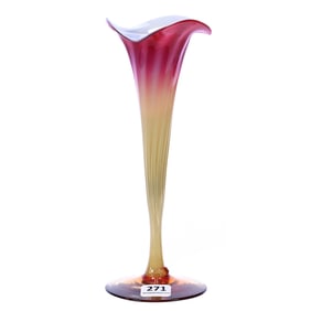 Trumpet Vase, Plated Amberina Art Glass By New England Glass