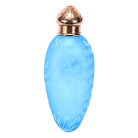 Laydown Perfume Bottle, English Cameo Art Glass