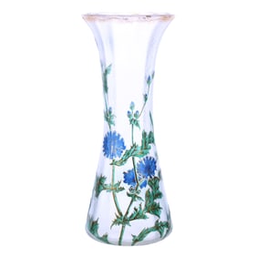 Vase, Signed St. Denis French Cameo And Enamel Art Glass
