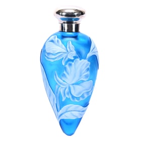Laydown Perfume Bottle, Beautiful English Cameo Art Glass