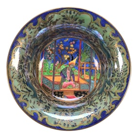 Daventry Bowl #3427 Marked Wedgwood Fairyland Lustre, Nizami Pattern, Unidentified Chinese Figure