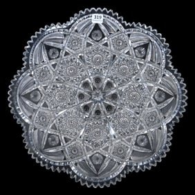 Round Tray, ABCG, Cut With Eight Sections Of Hobstar, Vesica, Bullseye, Strawberry Diamond And Fern