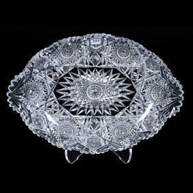 Ice Cream Tray, American Brilliant Cut Glass, Signed Clark Genoa Pattern, Quality Blank!