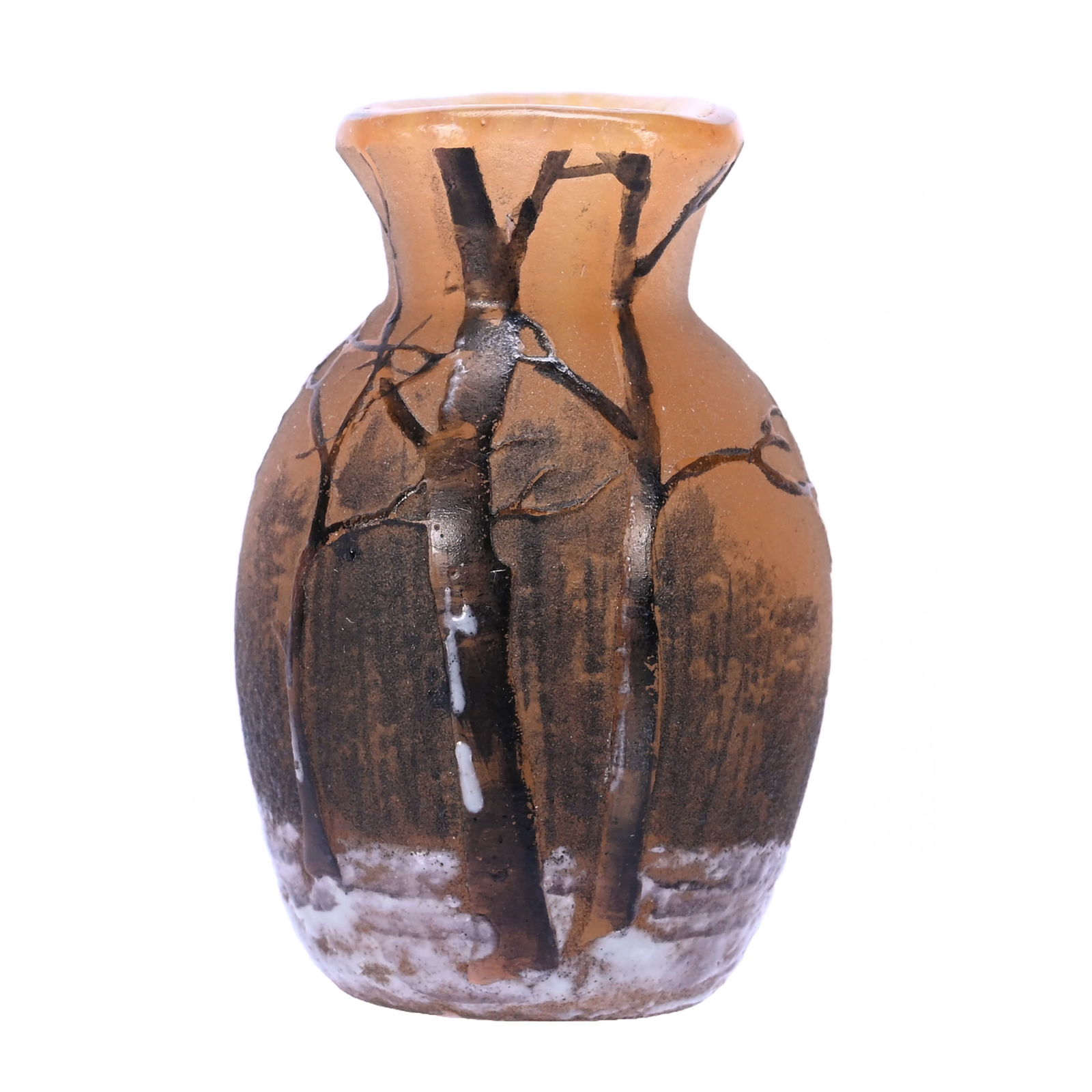 Miniature Vase, Signed Daum Nancy French Cameo And Enamel Art Glass (1 of 4)