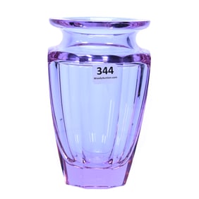 Vase, Signed Moser Alexandrite Art Glass Circa 1960's, Flute Cut Pattern