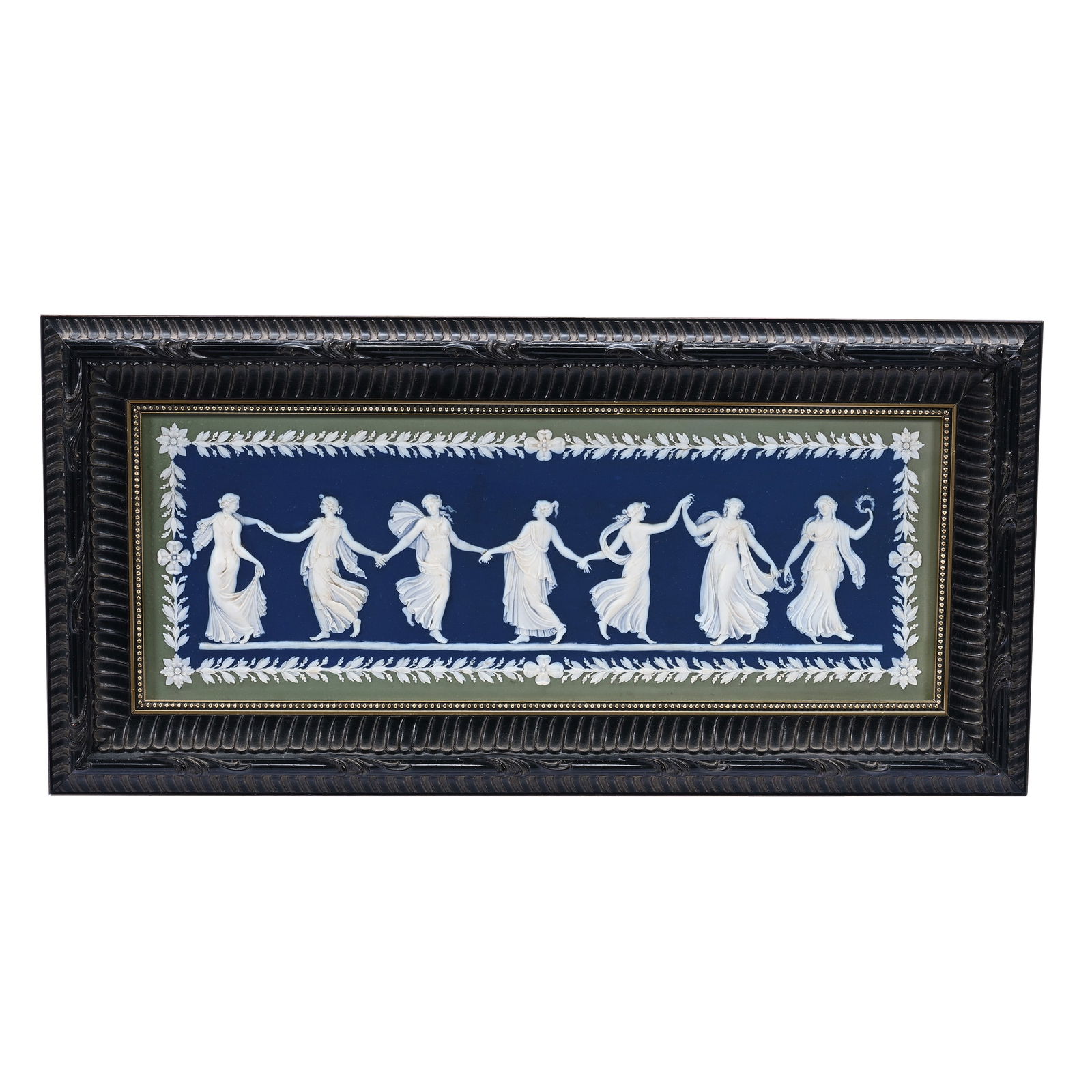 Plaque Marked Wedgwood England Jasperware, Classic Blue And White With Green Border (1 of 3)