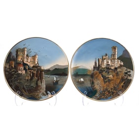 Pair Massive Chargers, Marked Mettlach #2195 And #2196
