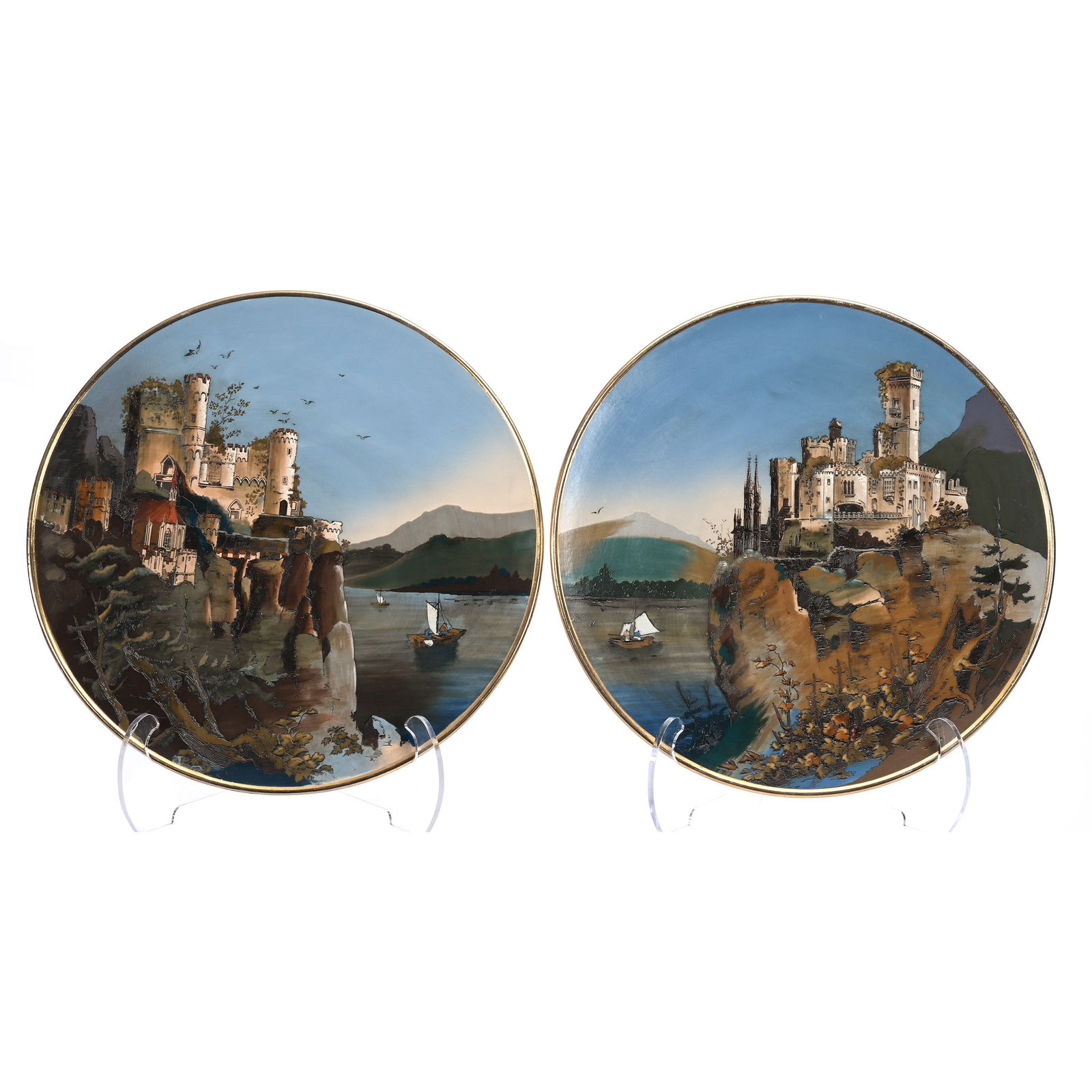 Pair Massive Chargers, Marked Mettlach #2195 And #2196 (1 of 4)