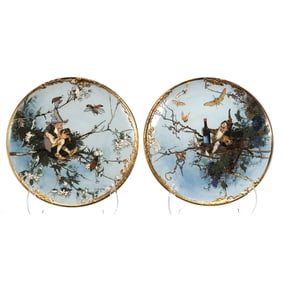 Pair Massive Chargers, Marked Mettlach #2112 And #2113, Artist Signed H. Schlitt