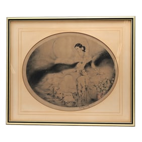 23" x 27.5" Lithograph Print "Lady Of The Camellias" By Louis Icart, Circa 1927