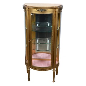 French Style Gilded Bow Front Display Cabinet