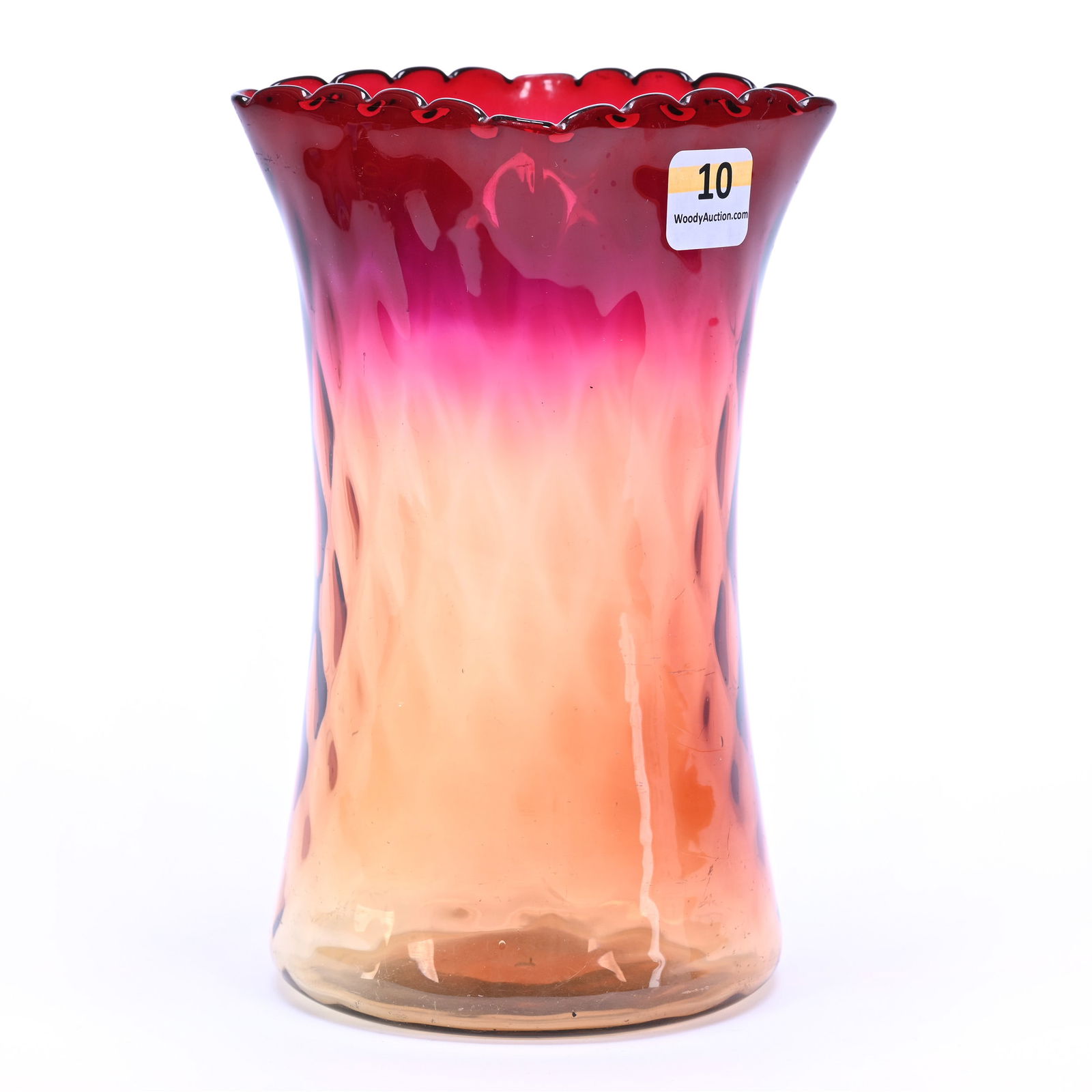 Celery Vase, Amberina Art Glass With Fuchsia Top, Diamond Quilted, Attributed To New England Glass (1 of 3)